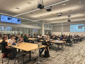 Students gathered for a computing event